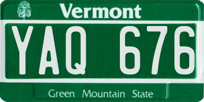 VT license plate YAQ676