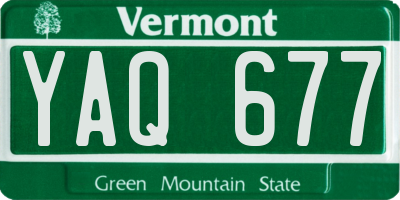 VT license plate YAQ677