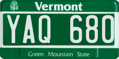 VT license plate YAQ680