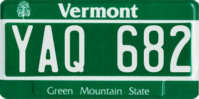 VT license plate YAQ682