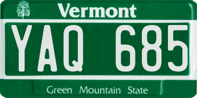 VT license plate YAQ685