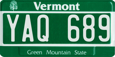VT license plate YAQ689