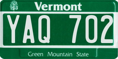 VT license plate YAQ702