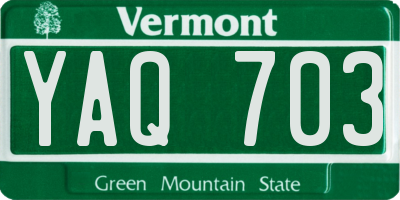 VT license plate YAQ703