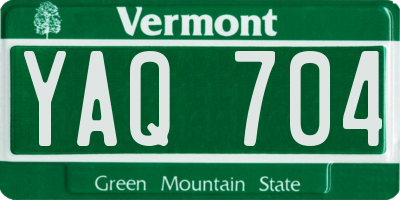 VT license plate YAQ704