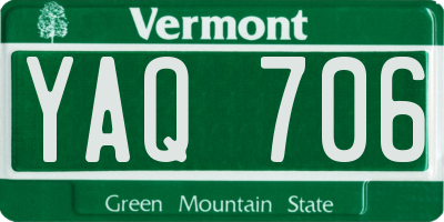VT license plate YAQ706