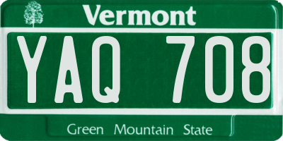 VT license plate YAQ708