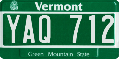 VT license plate YAQ712