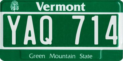 VT license plate YAQ714