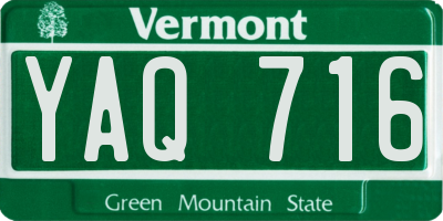 VT license plate YAQ716