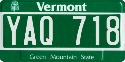 VT license plate YAQ718