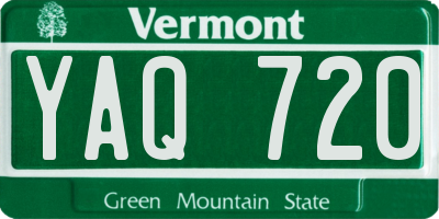 VT license plate YAQ720