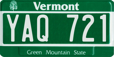 VT license plate YAQ721