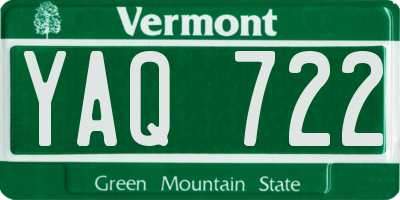VT license plate YAQ722