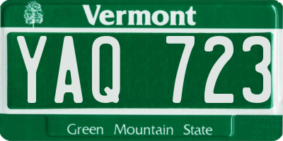 VT license plate YAQ723