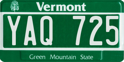 VT license plate YAQ725