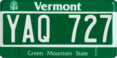 VT license plate YAQ727