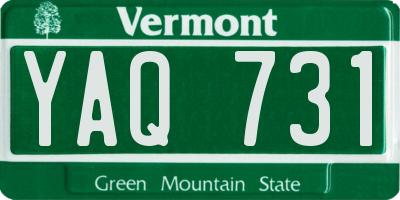 VT license plate YAQ731