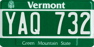 VT license plate YAQ732