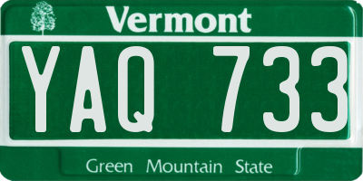 VT license plate YAQ733
