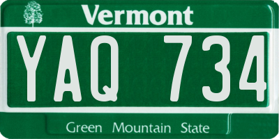 VT license plate YAQ734