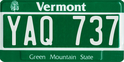 VT license plate YAQ737