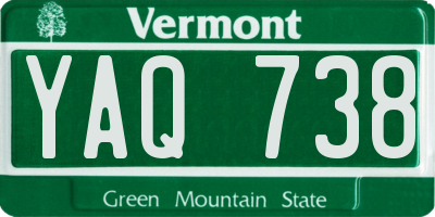 VT license plate YAQ738