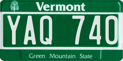 VT license plate YAQ740