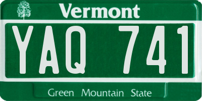 VT license plate YAQ741