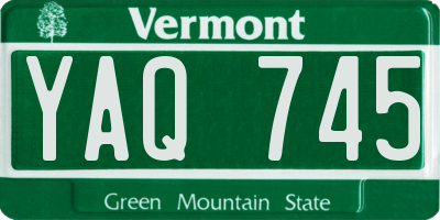 VT license plate YAQ745