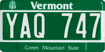 VT license plate YAQ747