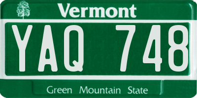VT license plate YAQ748
