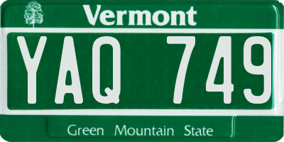 VT license plate YAQ749