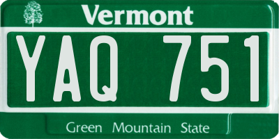 VT license plate YAQ751