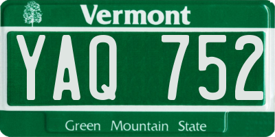 VT license plate YAQ752