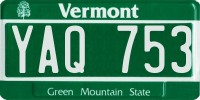 VT license plate YAQ753