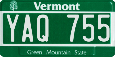 VT license plate YAQ755