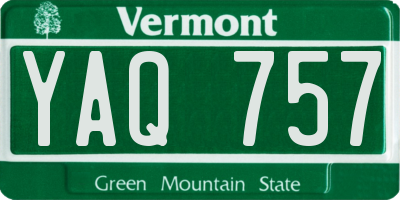 VT license plate YAQ757