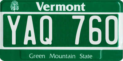 VT license plate YAQ760