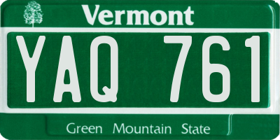 VT license plate YAQ761