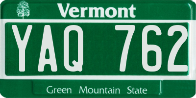 VT license plate YAQ762