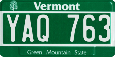 VT license plate YAQ763