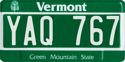VT license plate YAQ767