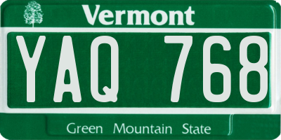 VT license plate YAQ768