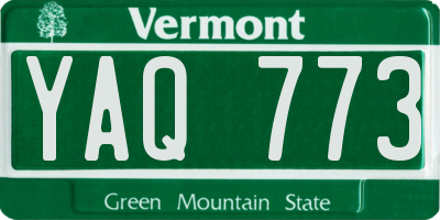 VT license plate YAQ773