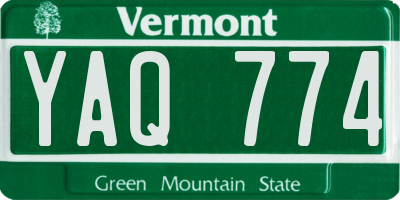 VT license plate YAQ774