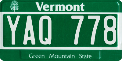 VT license plate YAQ778