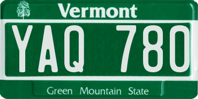 VT license plate YAQ780