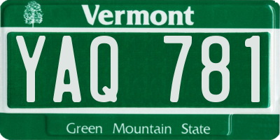 VT license plate YAQ781