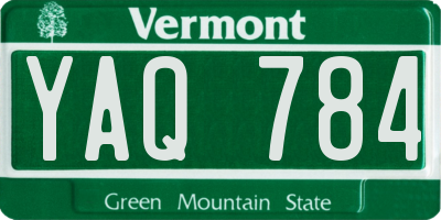 VT license plate YAQ784